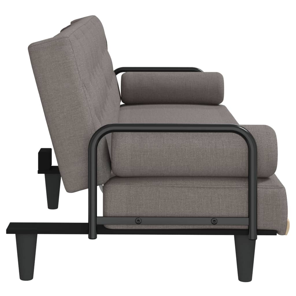 vidaXL Schlafsofa mit Armlehnen Taupe Stoff