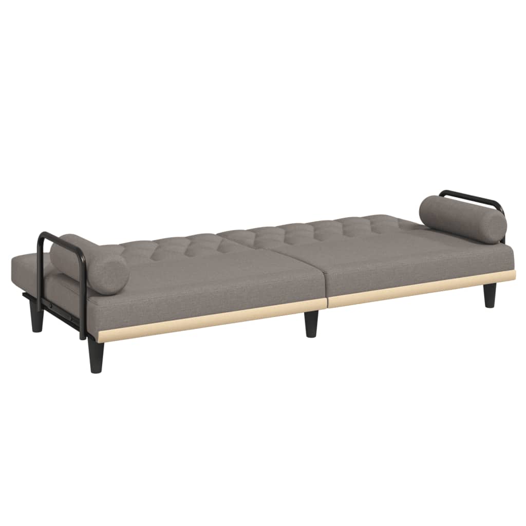 vidaXL Schlafsofa mit Armlehnen Taupe Stoff