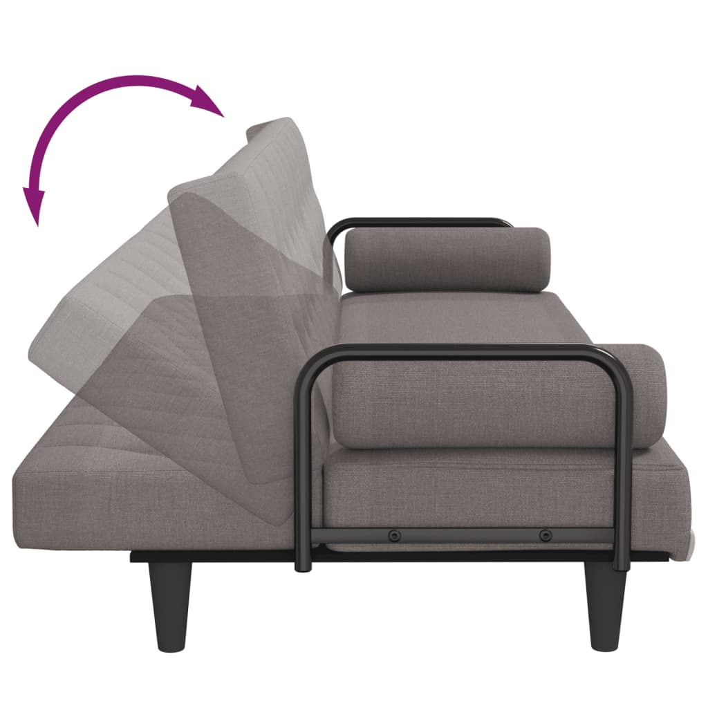 vidaXL Schlafsofa mit Armlehnen Taupe Stoff