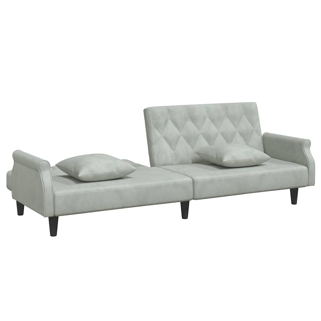 vidaXL Schlafsofa mit Armlehnen Hellgrau Samt