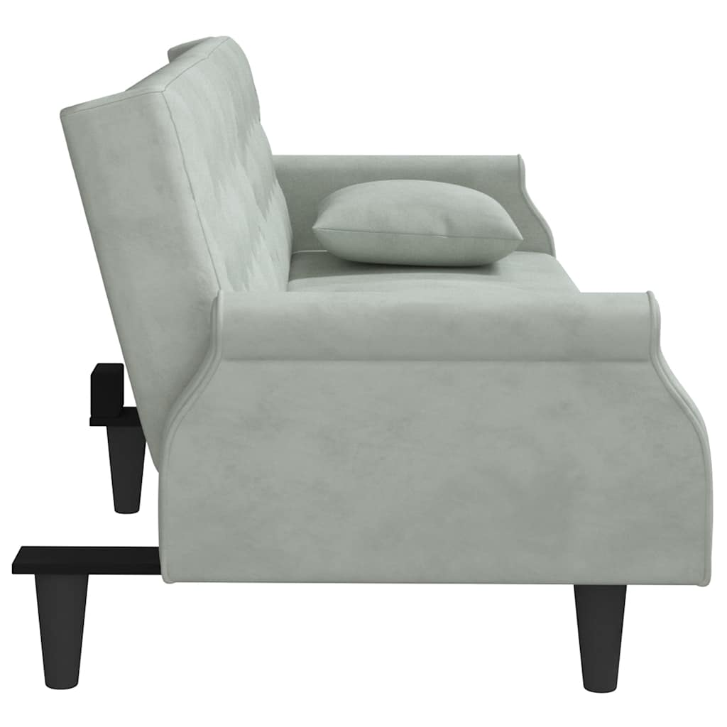 vidaXL Schlafsofa mit Armlehnen Hellgrau Samt