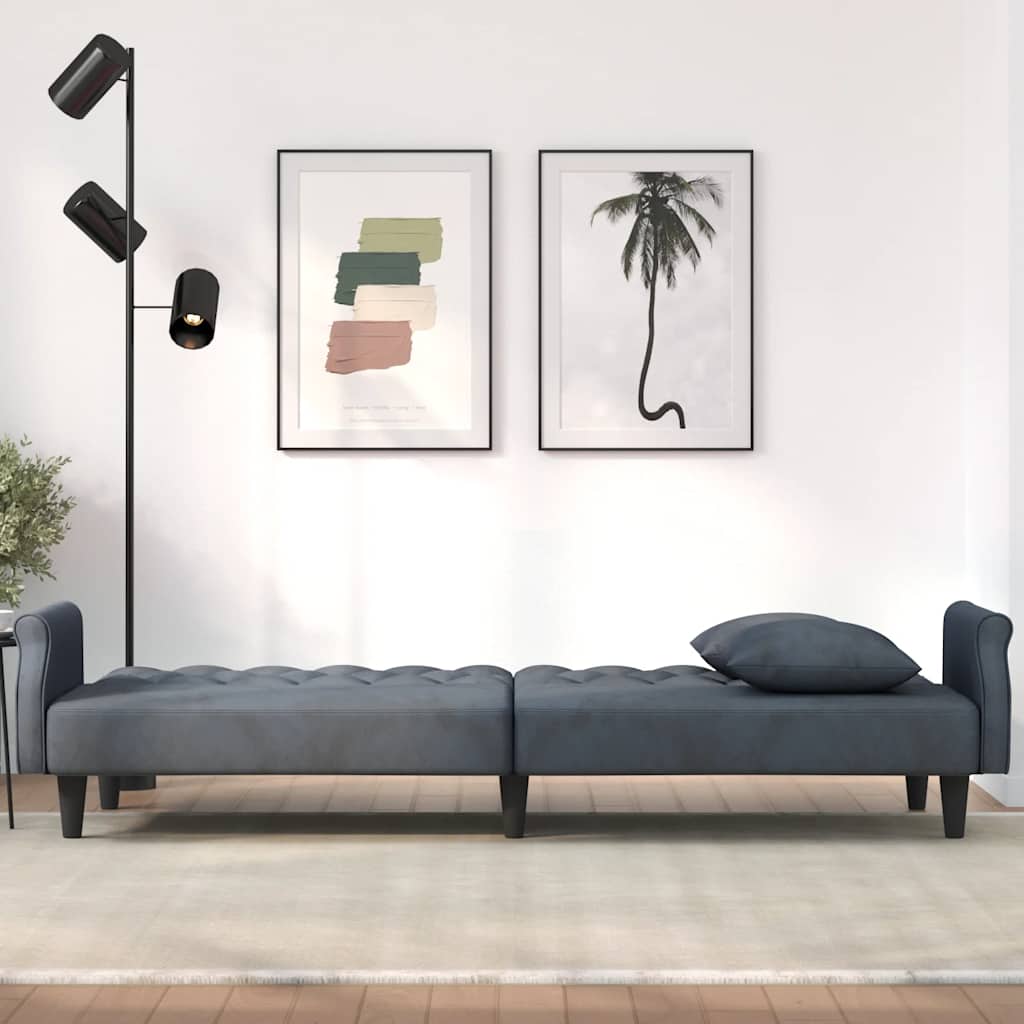 vidaXL Schlafsofa mit Armlehnen Dunkelgrau Samt