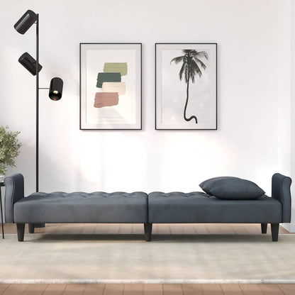 vidaXL Schlafsofa mit Armlehnen Dunkelgrau Samt