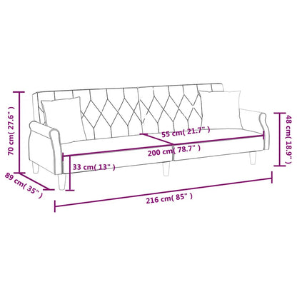 vidaXL Schlafsofa mit Armlehnen Dunkelgrau Samt