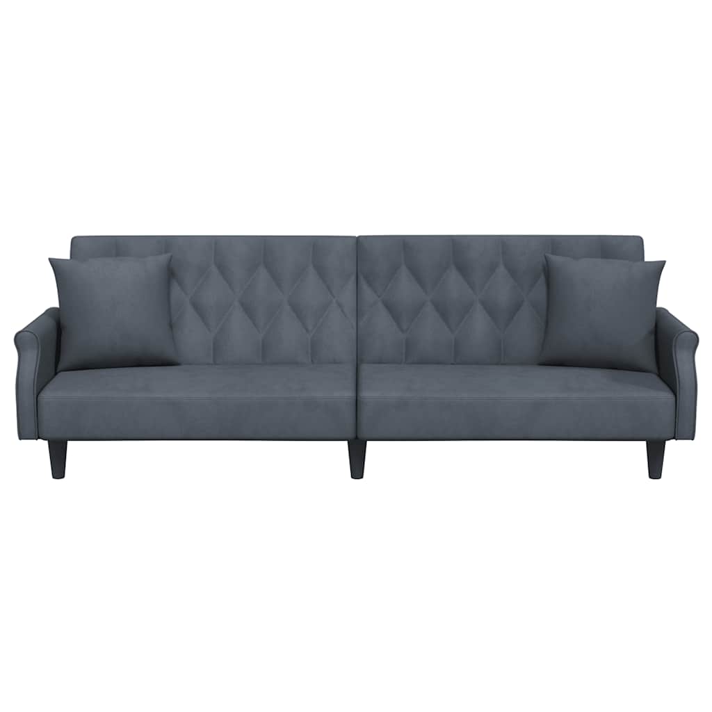 vidaXL Schlafsofa mit Armlehnen Dunkelgrau Samt