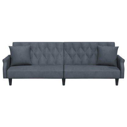 vidaXL Schlafsofa mit Armlehnen Dunkelgrau Samt