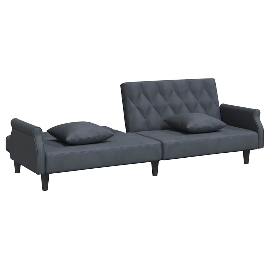 vidaXL Schlafsofa mit Armlehnen Dunkelgrau Samt