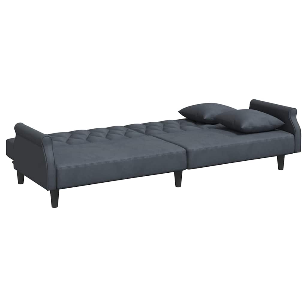 vidaXL Schlafsofa mit Armlehnen Dunkelgrau Samt