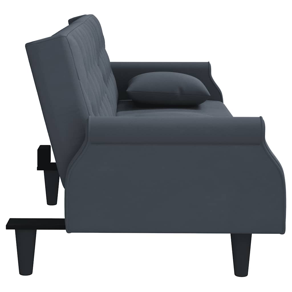 vidaXL Schlafsofa mit Armlehnen Dunkelgrau Samt