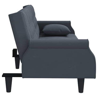 vidaXL Schlafsofa mit Armlehnen Dunkelgrau Samt