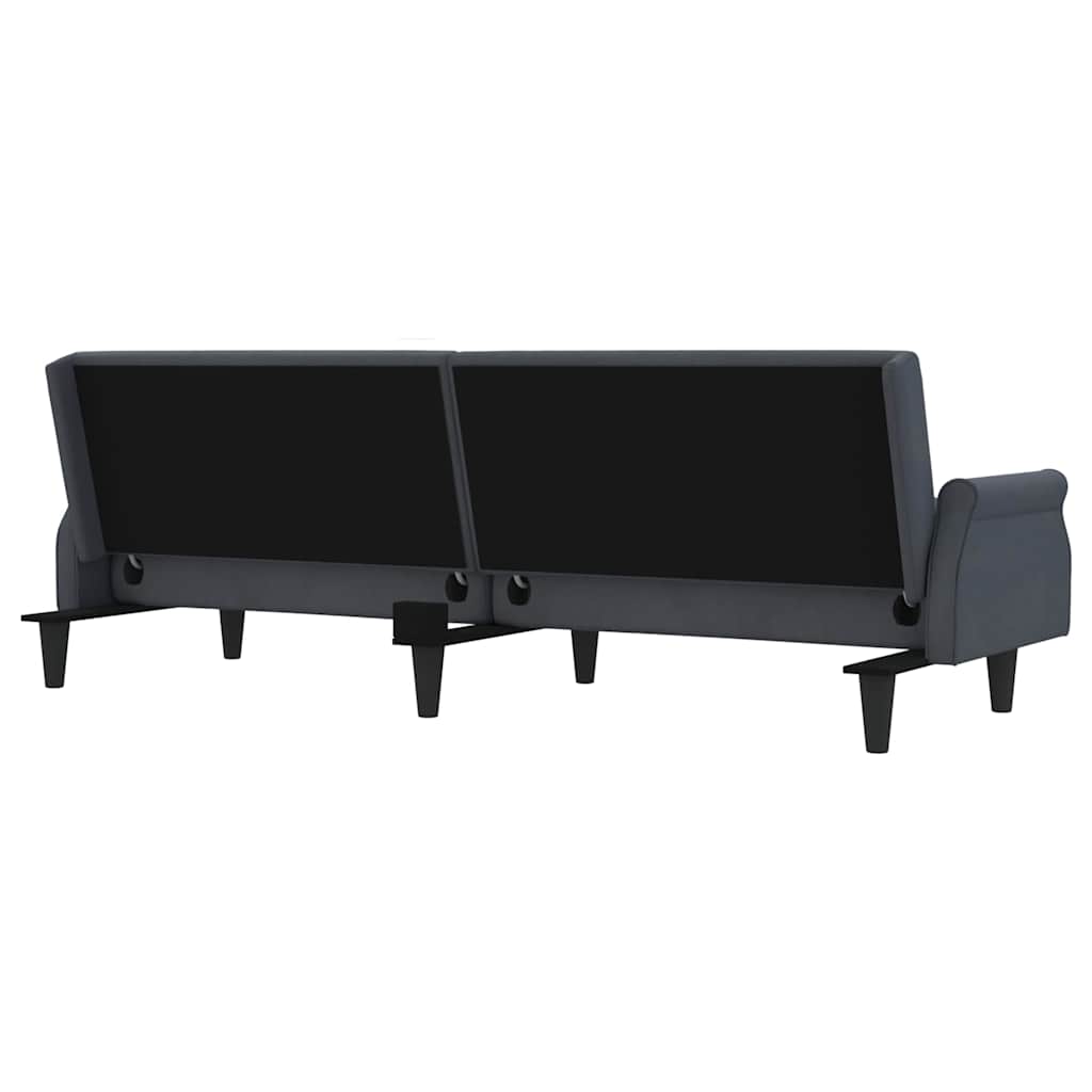 vidaXL Schlafsofa mit Armlehnen Dunkelgrau Samt