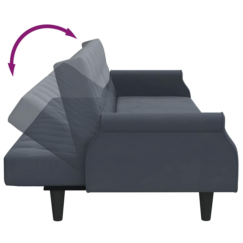 vidaXL Schlafsofa mit Armlehnen Dunkelgrau Samt