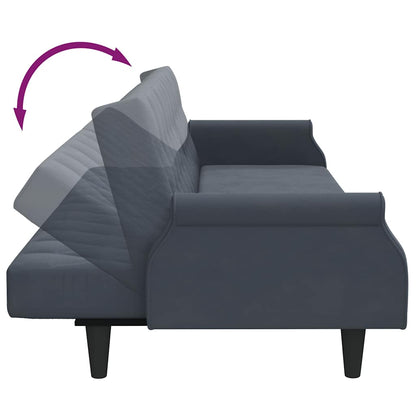 vidaXL Schlafsofa mit Armlehnen Dunkelgrau Samt