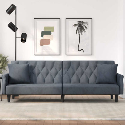 vidaXL Schlafsofa mit Armlehnen Dunkelgrau Samt