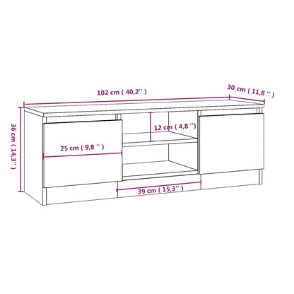 vidaXL TV-Schrank mit Tür Schwarz 102x30x36 cm