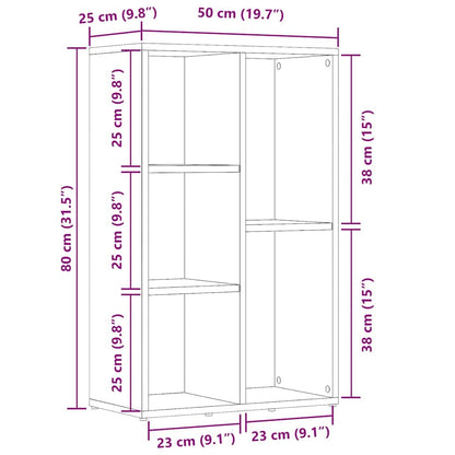 vidaXL Bücherregal/Sideboard Grau Sonoma 50x25x80 cm Holzwerkstoff