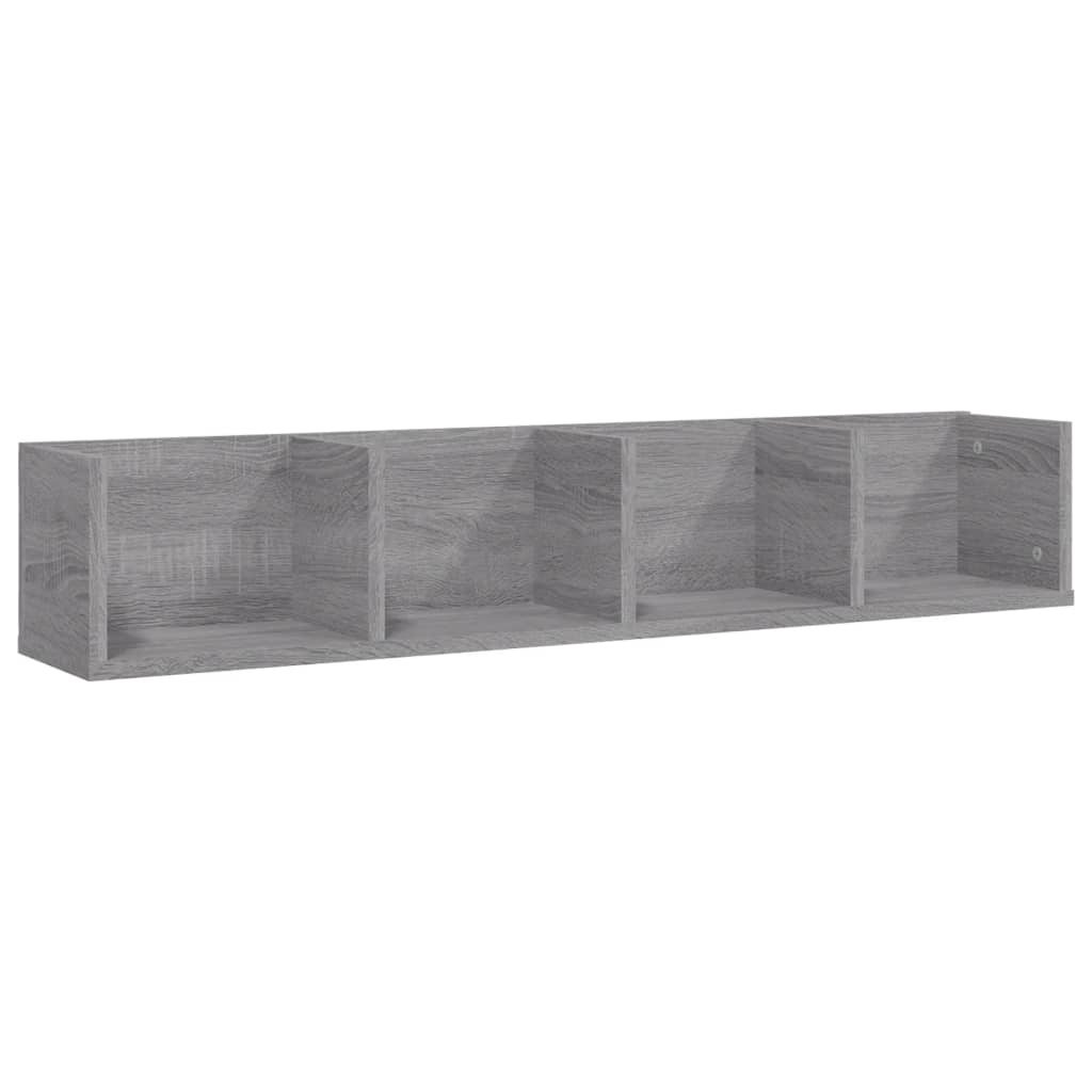 vidaXL CD-Wandregal Grau Sonoma 100x18x18 cm Holzwerkstoff