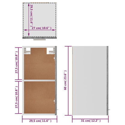 vidaXL Hängeschrank Lyon Grau Sonoma 29,5x31x60 cm Holzwerkstoff