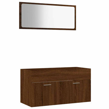 vidaXL Ensemble de meubles de salle de bain 2 pcs Marron aspect chêne Bois d'ingénierie