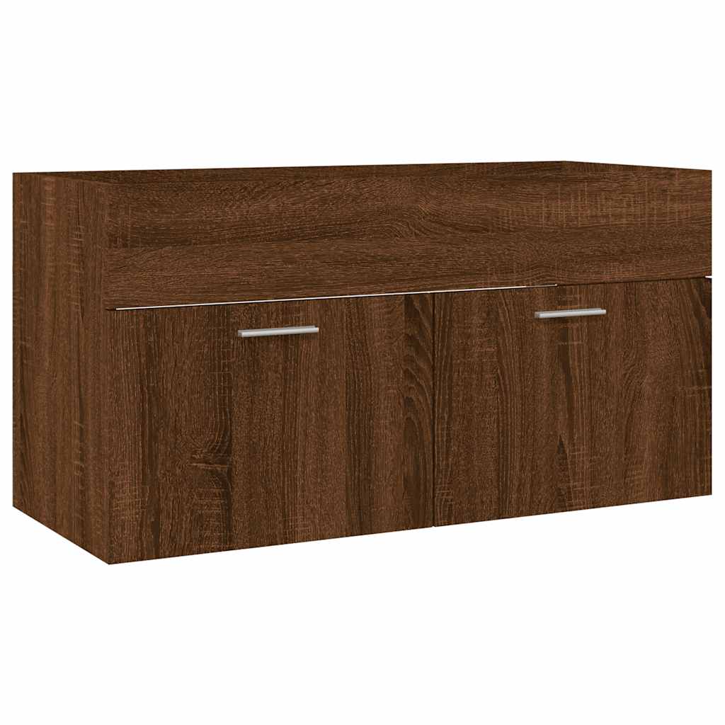 vidaXL 2-tlg. Badmöbel-Set Braun Eichen-Optik Holzwerkstoff