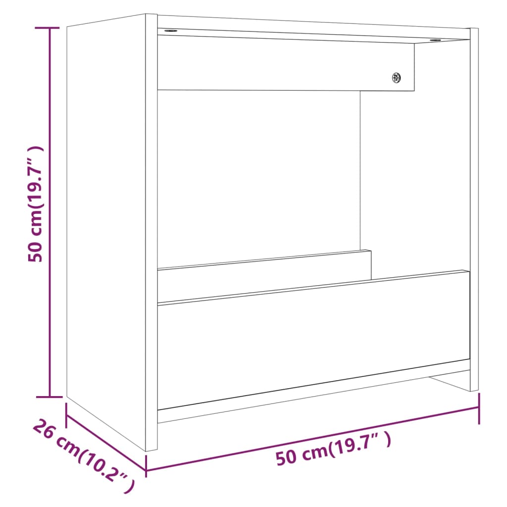 vidaXL Table d'appoint Gris Sonoma 50x26x50 cm Bois d'ingénierie
