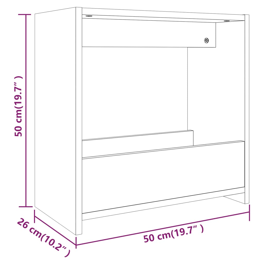 vidaXL Beistelltisch Braun Eichen-Optik 50x26x50 cm Holzwerkstoff