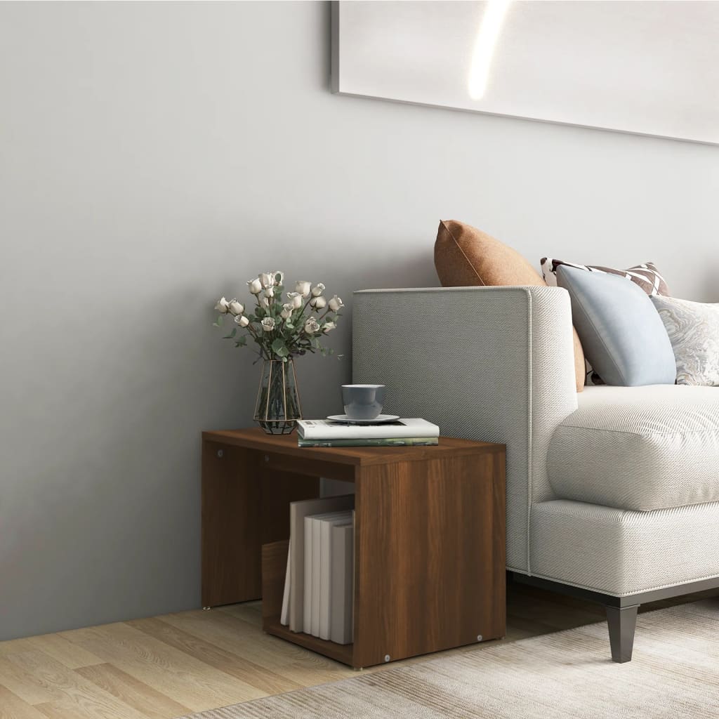 vidaXL Table d'appoint Marron aspect chêne 59x36x38 cm Bois d'ingénierie