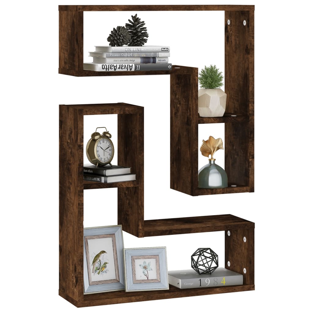 vidaXL Wandregale 2 Stk. Räuchereiche 50x15x50 cm Holzwerkstoff