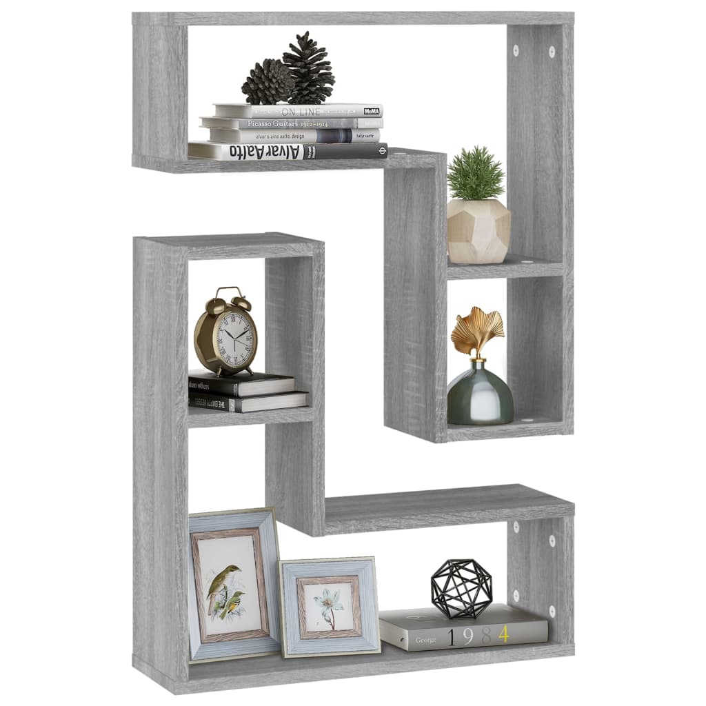 vidaXL Wandregale 2 Stk. Grau Sonoma 50x15x50 cm Holzwerkstoff