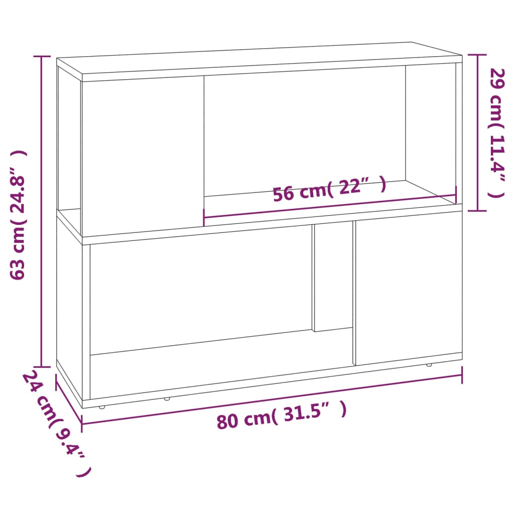 vidaXL Bücherregal/Raumteiler Braun Eichen-Optik 80x24x63 cm