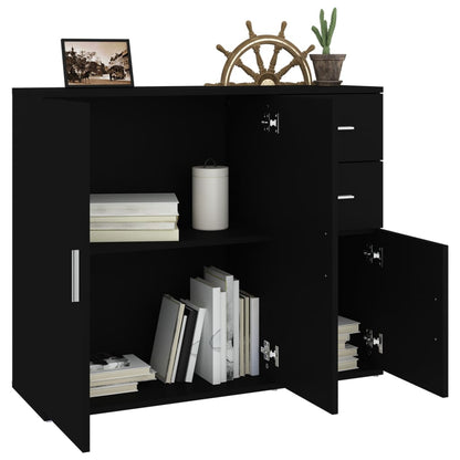 vidaXL Buffet noir 91x29,5x75 cm Bois d'ingénierie