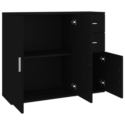 vidaXL Buffet noir 91x29,5x75 cm Bois d'ingénierie