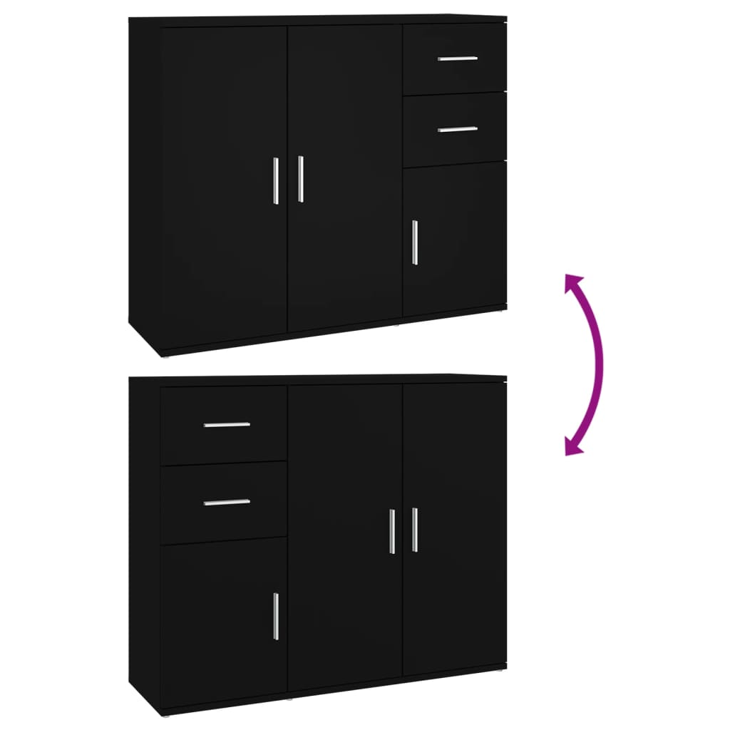 vidaXL Buffet noir 91x29,5x75 cm Bois d'ingénierie