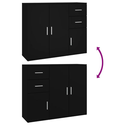 vidaXL Buffet noir 91x29,5x75 cm Bois d'ingénierie