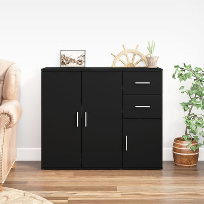 vidaXL Buffet noir 91x29,5x75 cm Bois d'ingénierie