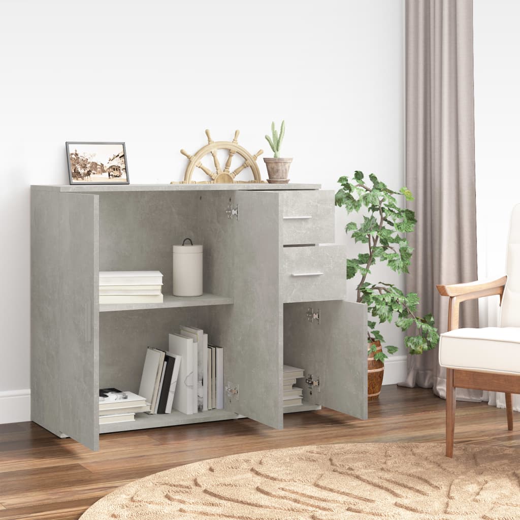 vidaXL Commode gris béton 91x29,5x75cm bois d'ingénierie