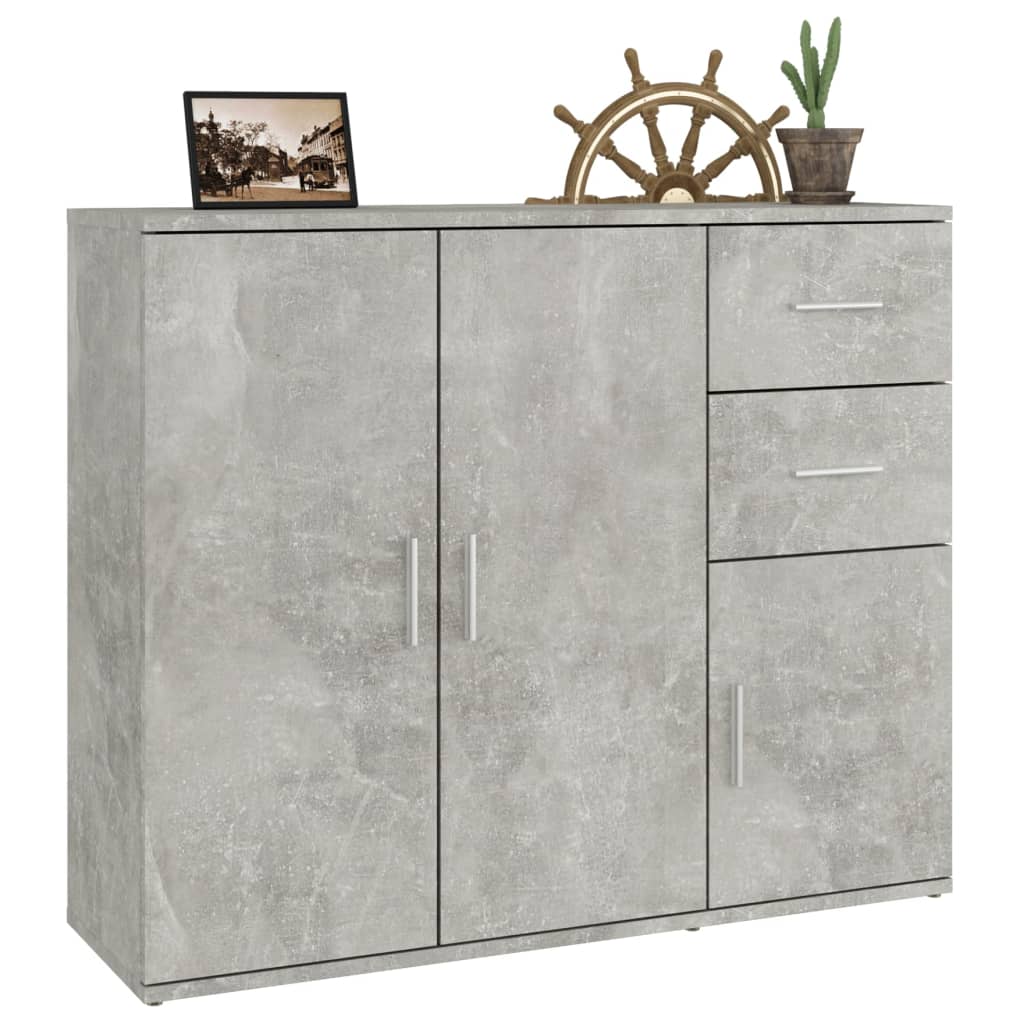 vidaXL Commode gris béton 91x29,5x75cm bois d'ingénierie