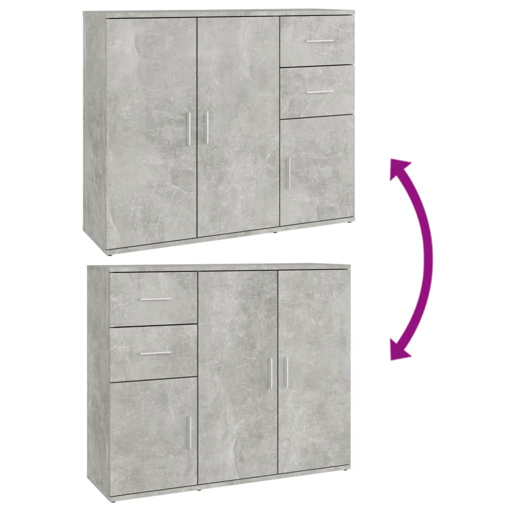 vidaXL Commode gris béton 91x29,5x75cm bois d'ingénierie