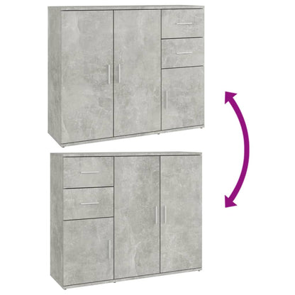 vidaXL Commode gris béton 91x29,5x75cm bois d'ingénierie