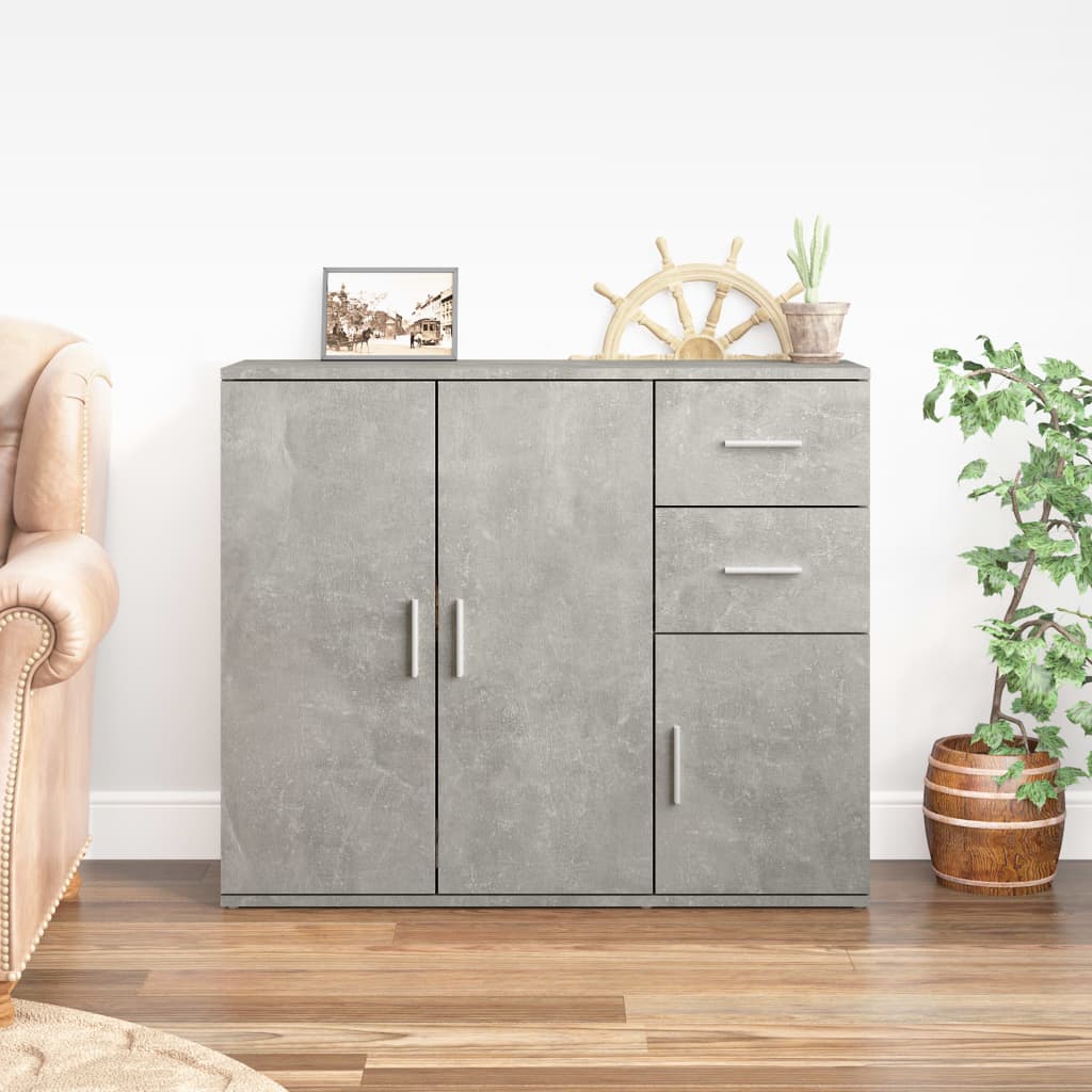 vidaXL Commode gris béton 91x29,5x75cm bois d'ingénierie