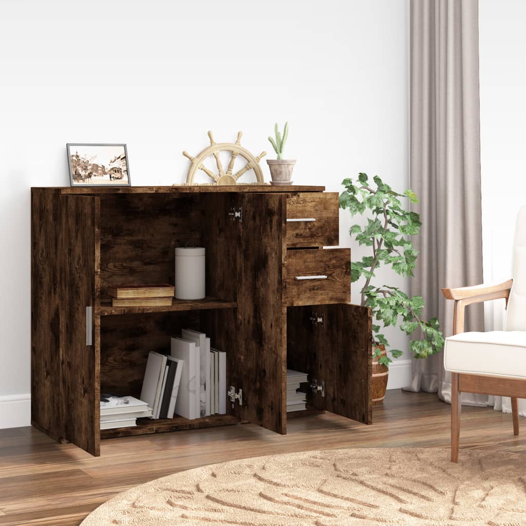 vidaXL Commode Chêne fumé 91x29,5x75 cm Bois d'ingénierie