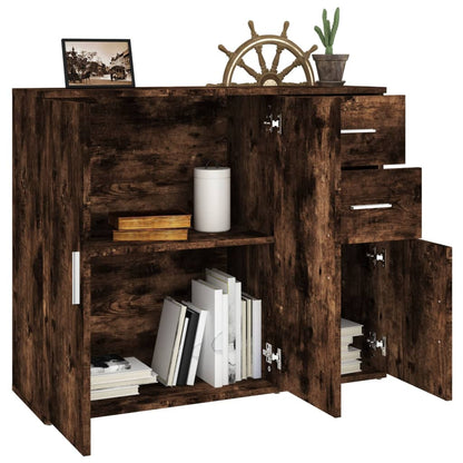 vidaXL Commode Chêne fumé 91x29,5x75 cm Bois d'ingénierie