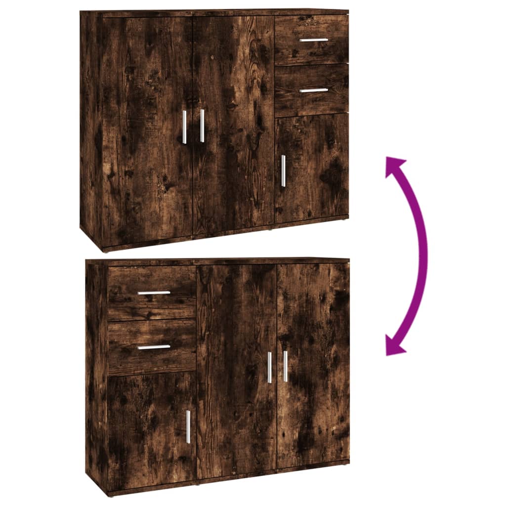 vidaXL Commode Chêne fumé 91x29,5x75 cm Bois d'ingénierie