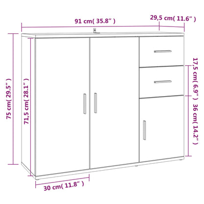 vidaXL Commode Chêne fumé 91x29,5x75 cm Bois d'ingénierie