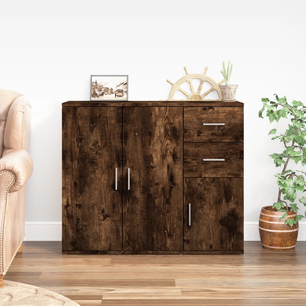 vidaXL Commode Chêne fumé 91x29,5x75 cm Bois d'ingénierie