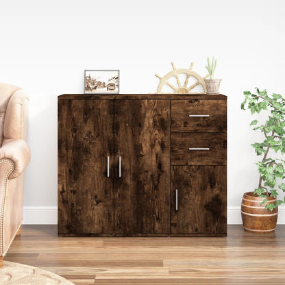 vidaXL Commode Chêne fumé 91x29,5x75 cm Bois d'ingénierie