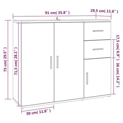 vidaXL Sideboard Grau Sonoma 91x29,5x75 cm Holzwerkstoff