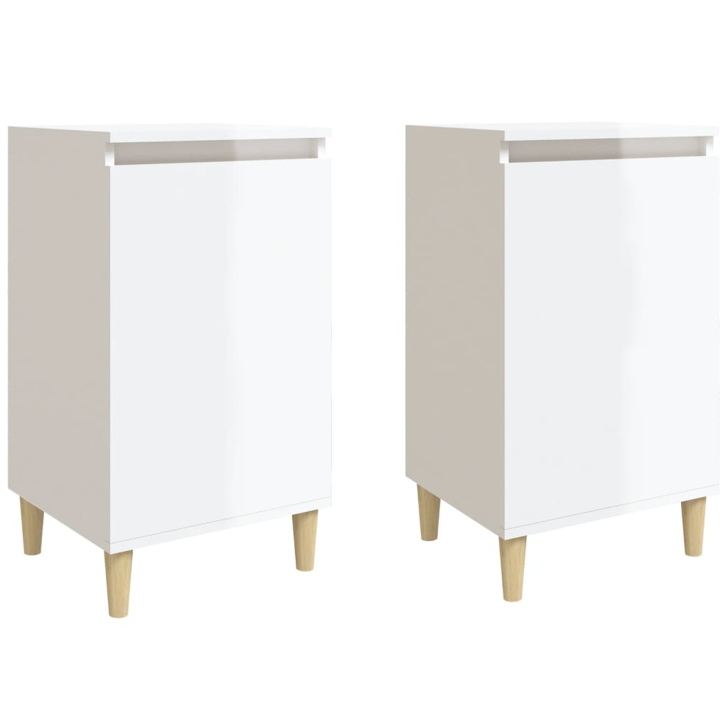 vidaXL Tables de chevet 2 pcs. Blanc brillant 40x35x70 cm Matériau à base de bois
