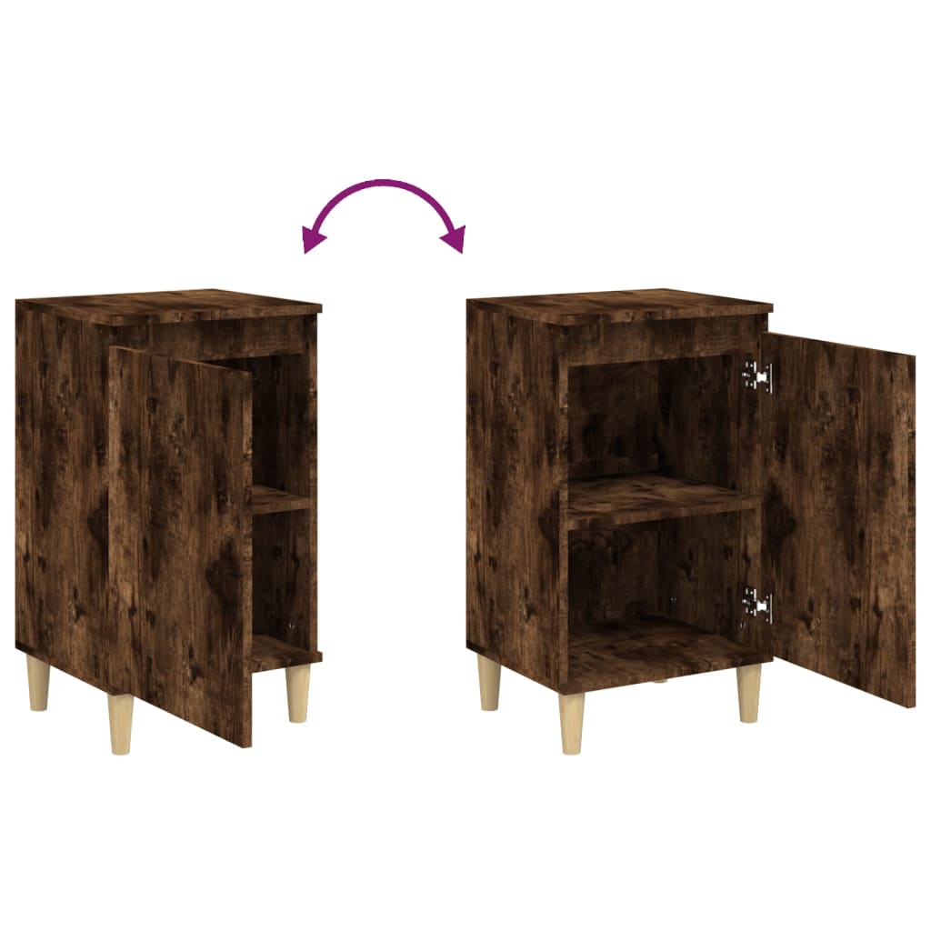 vidaXL Nachttische 2 Stk. Räuchereiche 40x35x70 cm Holzwerkstoff