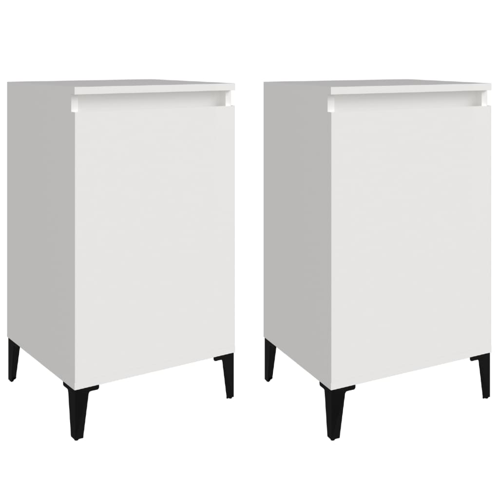 vidaXL Tables de chevet 2 pcs. Blanc brillant 40x35x70 cm Matériau à base de bois
